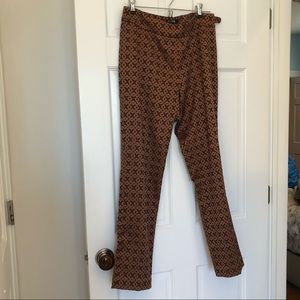 Nic and Zoe copper jacquard side-zip pants